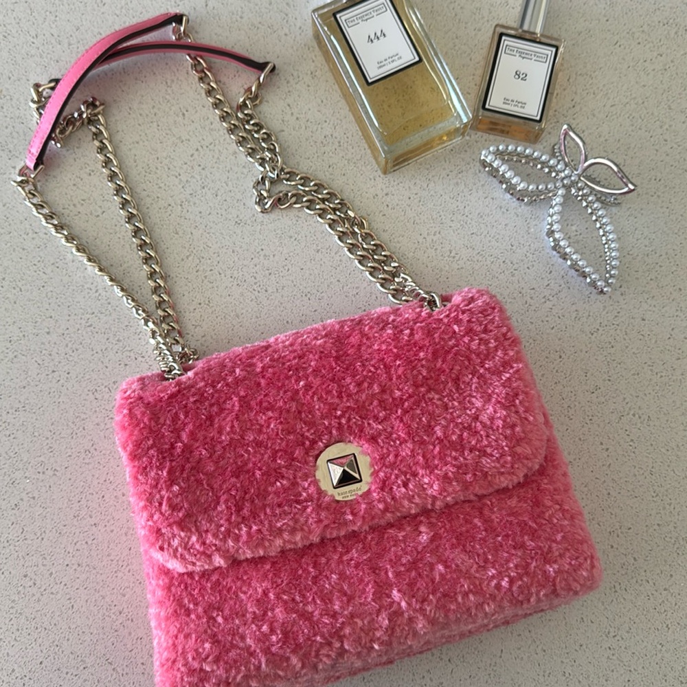 Kate Spade Pink Faux Shearling Crossbody Bag